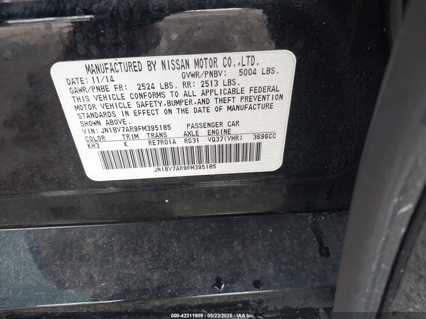 2015 INFINITI Q50 PREMIUM - JN1BV7AR9FM395185