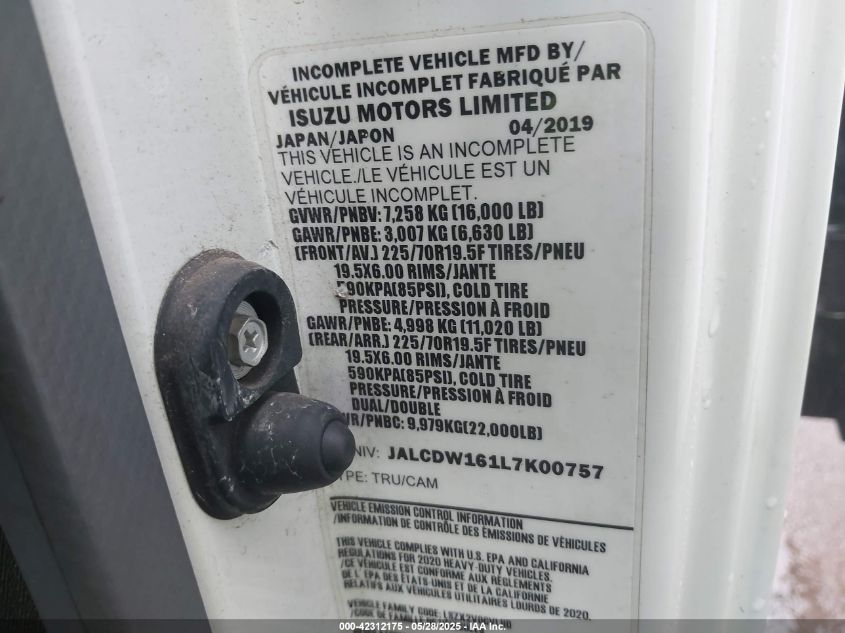 2020 Chevrolet LCF 4500XD - JALCDW161L7K00757