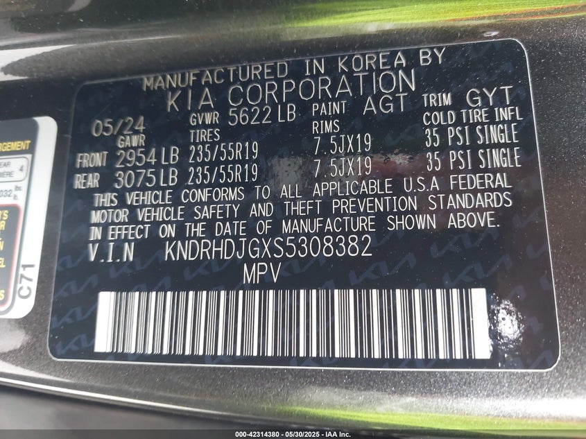 2025 KIA SORENTO HYBRID EX - KNDRHDJGXS5308382