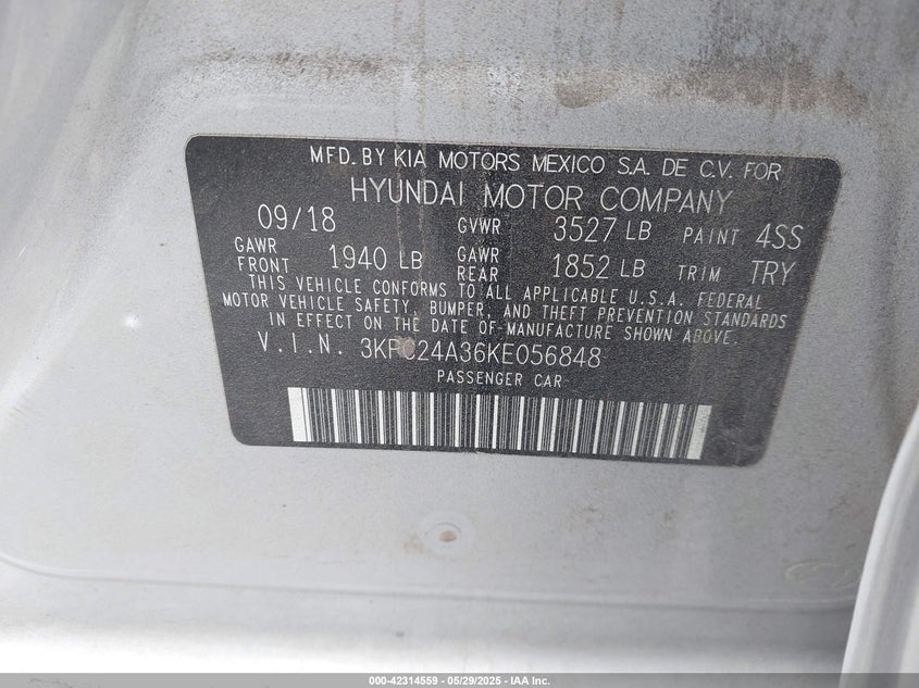 2019 HYUNDAI ACCENT SEL - 3KPC24A36KE056848