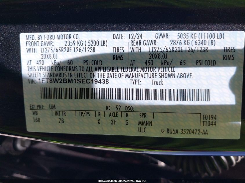 2025 Ford F-250 - 1FT8W2BM1SEC19438