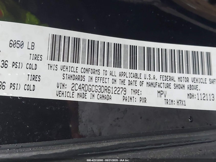 2013 DODGE GRAND CARAVAN SXT - 2C4RDGCG3DR612279