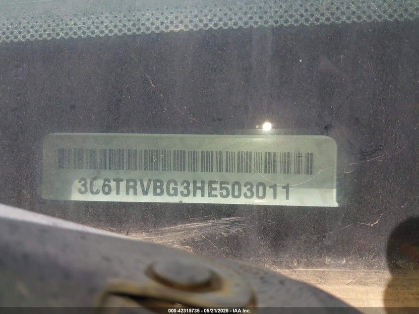 2017 RAM PROMASTER 1500 HIGH ROOF 136 WB - 3C6TRVBG3HE503011