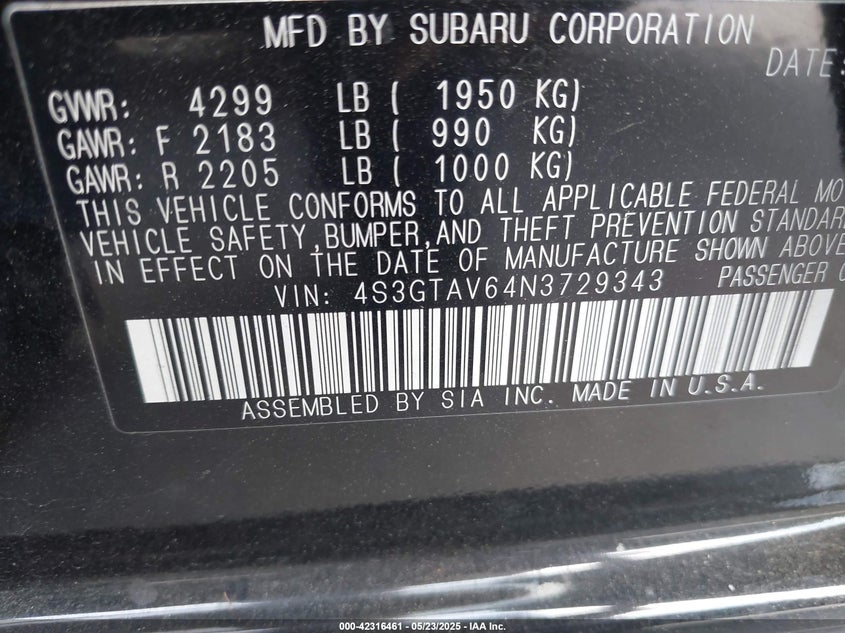 2022 SUBARU IMPREZA PREMIUM - 4S3GTAV64N3729343