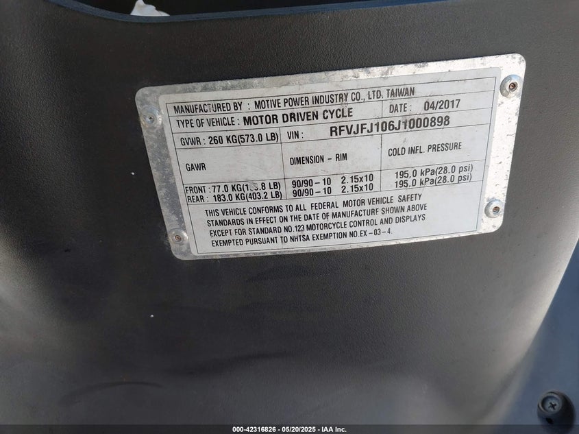 VIN RFVJFJ106J1000898 2018 GENUINE SCOOTER CO. BUDDY KICK