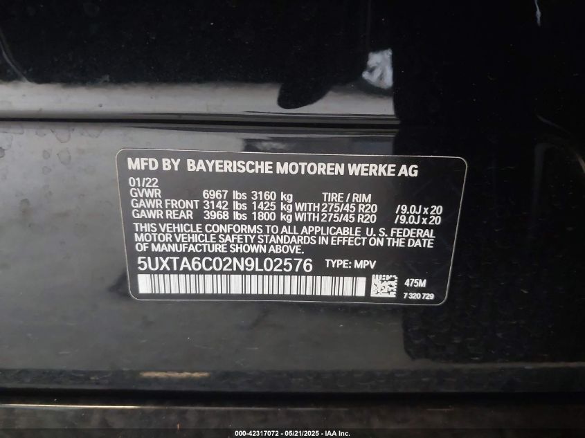 2022 BMW X5 Phev - 5UXTA6C02N9L02576