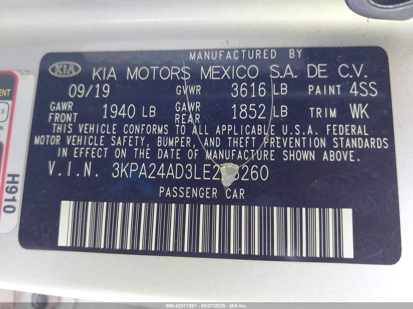 2020 KIA RIO S - 3KPA24AD3LE273260