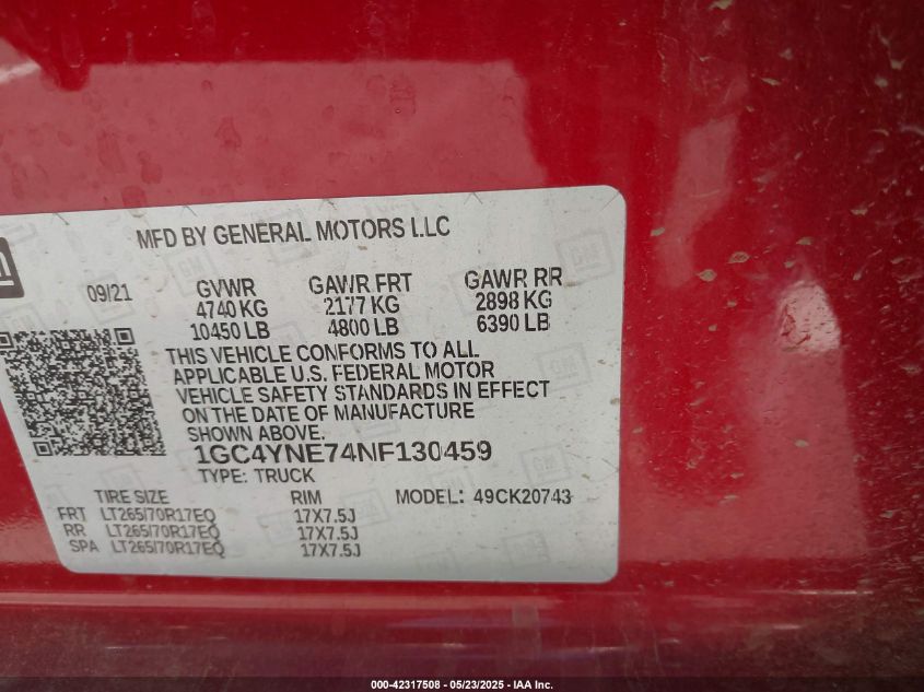 2022 Chevrolet Silverado 2500 - 1GC4YNE74NF130459