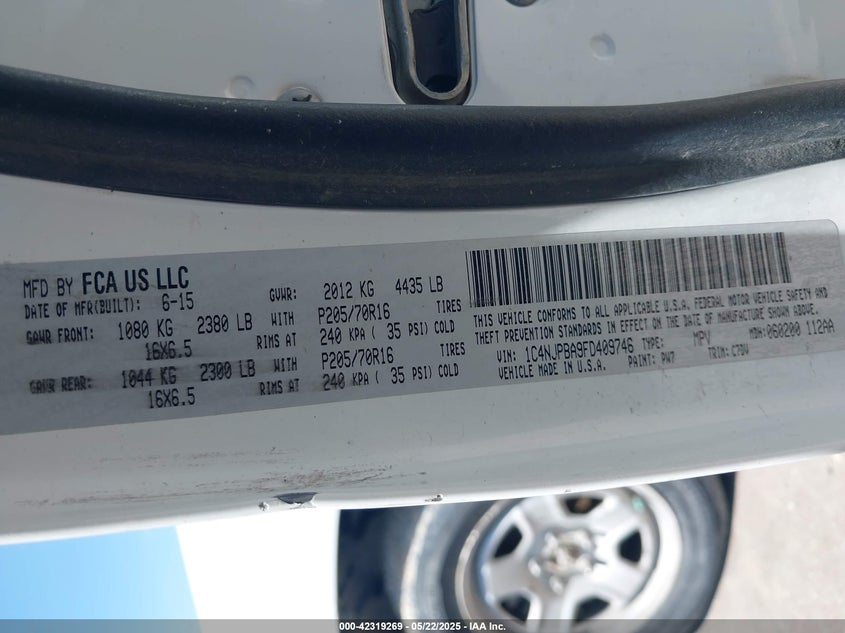 2015 JEEP PATRIOT SPORT - 1C4NJPBA9FD409746