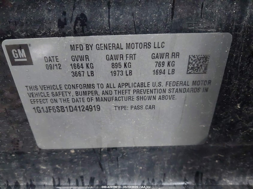 2013 CHEVROLET SONIC LTZ MANUAL - 1G1JF6SB1D4124919