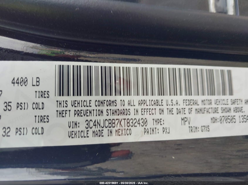 2019 JEEP COMPASS SUN AND WHEEL FWD - 3C4NJCBB7KT832430