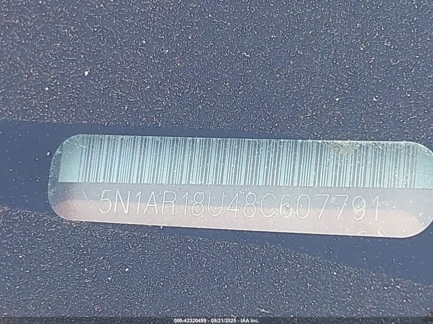 2008 Nissan Pathfinder Se VIN: 5N1AR18U48C607791 Lot: 42320499