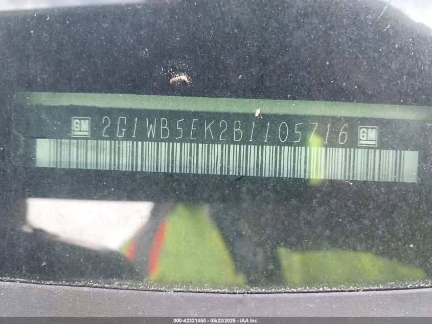 2011 Chevrolet Impala Lt VIN: 2G1WB5EK2B1105716 Lot: 42321450