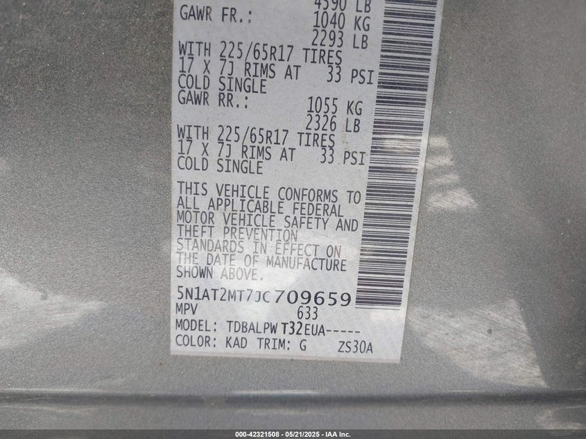 2018 NISSAN ROGUE S - 5N1AT2MT7JC709659