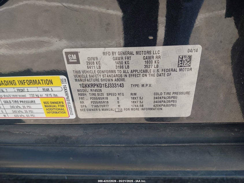 2014 GMC ACADIA SLE - 1GKKRPKD1EJ333143