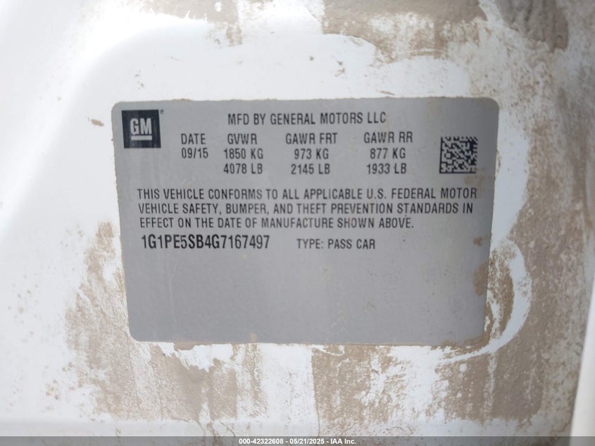 2016 CHEVROLET CRUZE LIMITED 1LT AUTO - 1G1PE5SB4G7167497