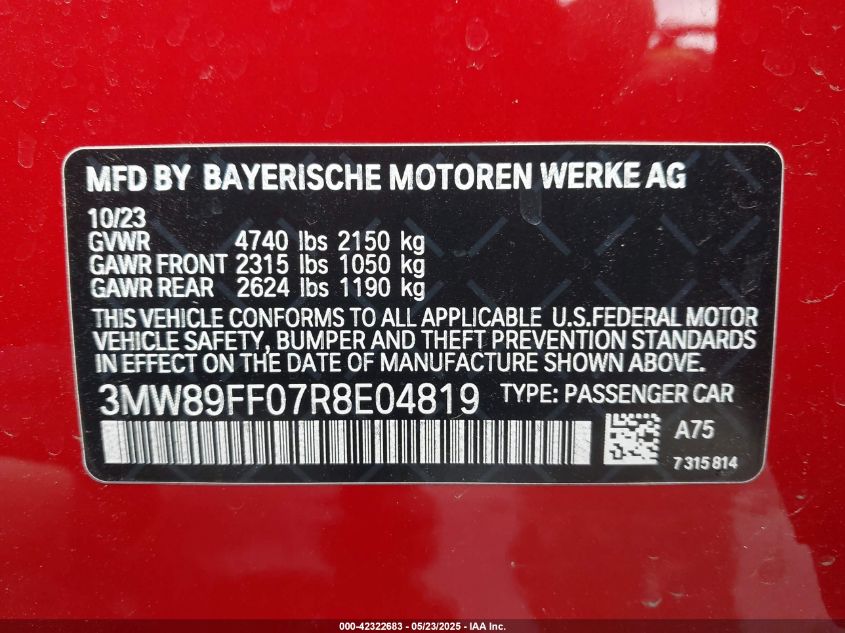 2024 BMW 3 Series - 3MW89FF07R8E04819