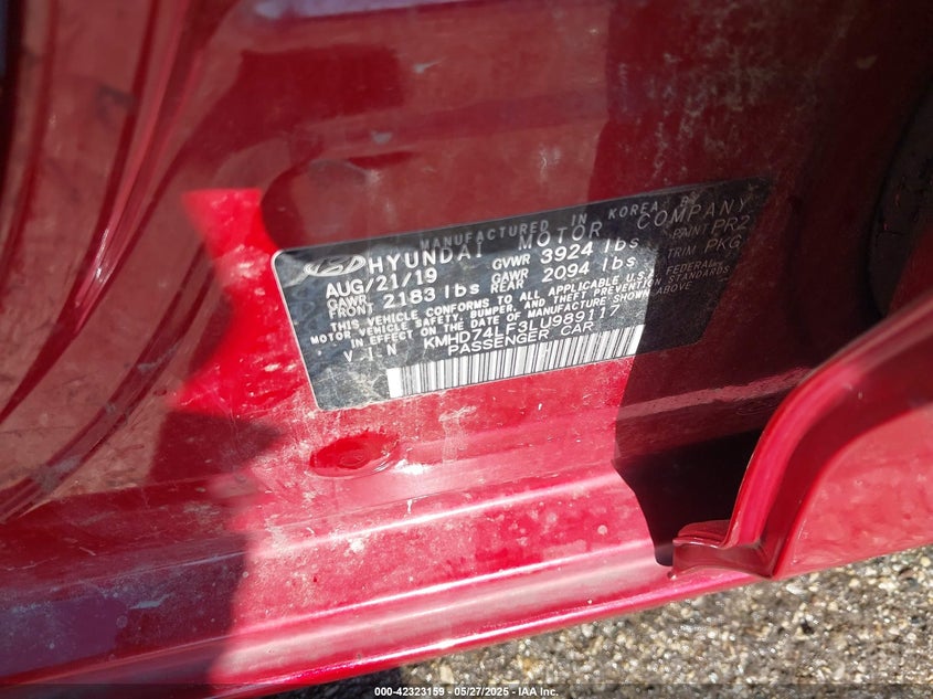 2020 HYUNDAI ELANTRA SE KMHD74LF3LU989117