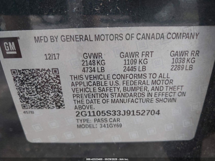 2018 CHEVROLET IMPALA 1LT - 2G1105S33J9152704