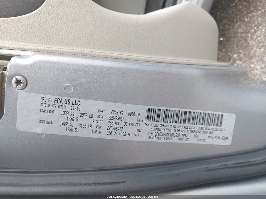 2019 DODGE GRAND CARAVAN SE - 2C4RDGBG1KR801690