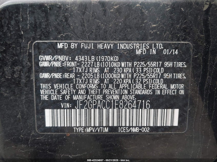 2014 SUBARU XV CROSSTREK 2.0I PREMIUM - JF2GPACC1E8264716