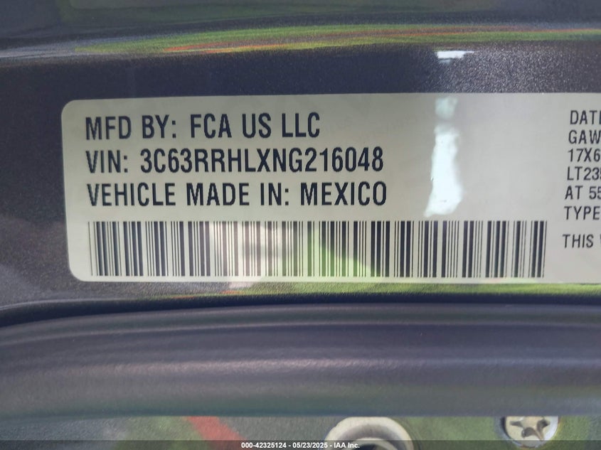 2022 Ram 3500 Big Horn 4X4 8' Box VIN: 3C63RRHLXNG216048 Lot: 42325124