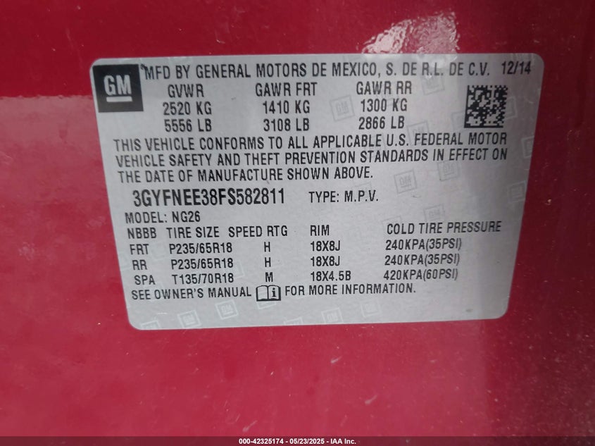 2015 CADILLAC SRX LUXURY COLLECTION - 3GYFNEE38FS582811