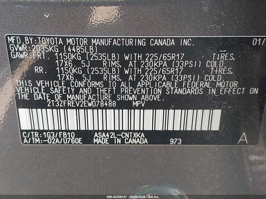 2014 TOYOTA RAV4 LE - 2T3ZFREV2EW078488