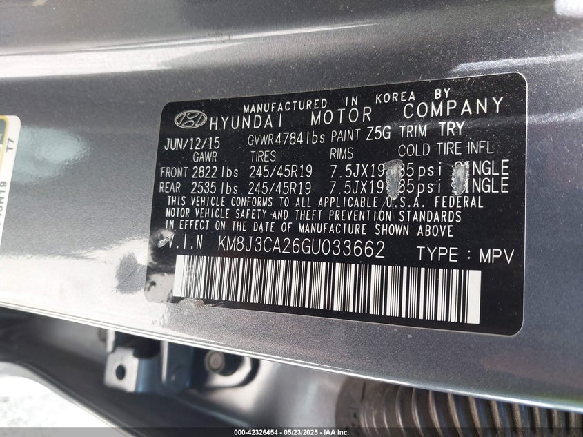 2016 HYUNDAI TUCSON LIMITED/SPORT AND ECO/SE - KM8J3CA26GU033662