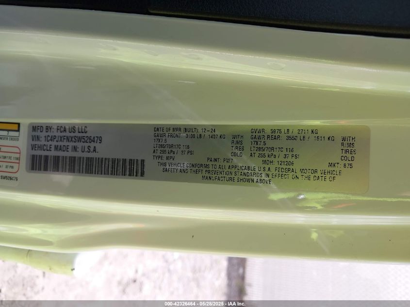 2025 Jeep Wrangler - 1C4PJXFNXSW526479