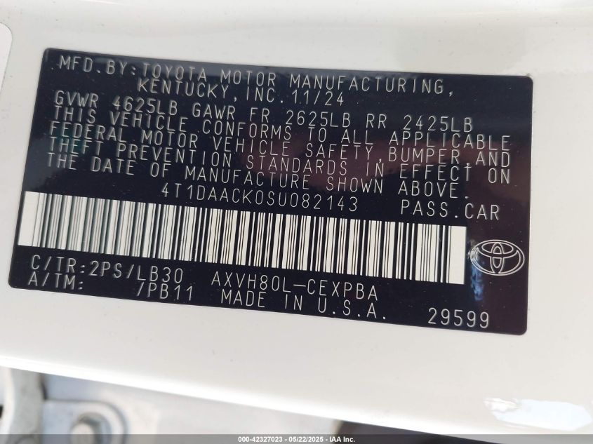 2025 Toyota Camry - 4T1DAACK0SU082143