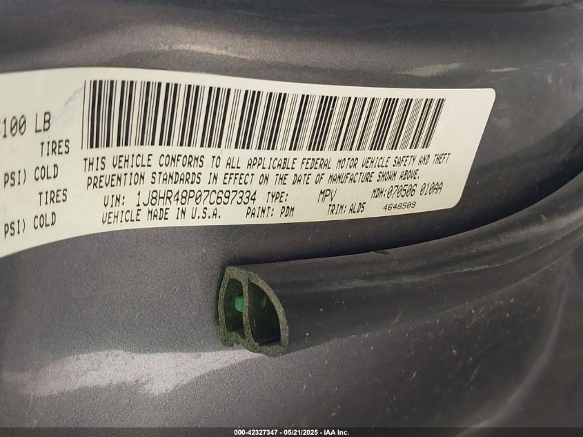 2007 Jeep Grand Cherokee Laredo VIN: 1J8HR48P07C697334 Lot: 42327347