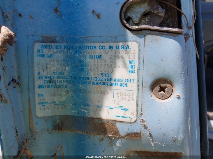 1986 Ford Ranger VIN: 1FTCR10T7GUC19303 Lot: 42327408