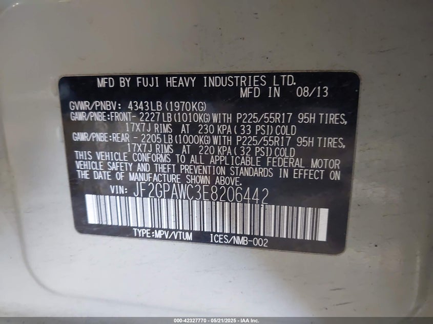 2014 SUBARU XV CROSSTREK 2.0I PREMIUM - JF2GPAWC3E8206442