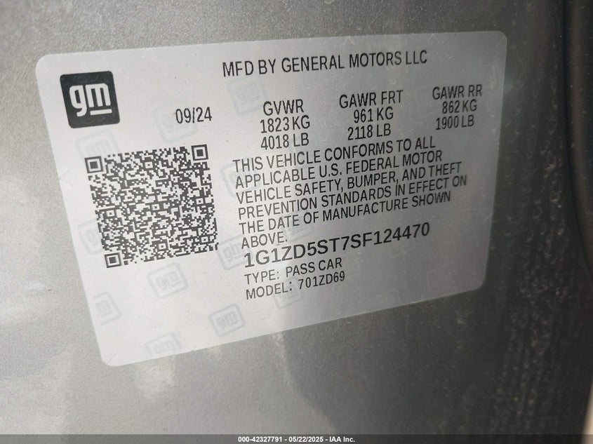 2025 CHEVROLET MALIBU FWD 1LT - 1G1ZD5ST7SF124470