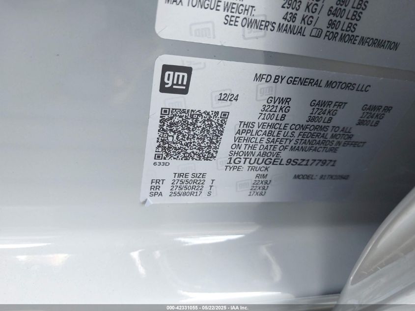 2025 GMC Sierra 1500 - 1GTUUGEL9SZ177971