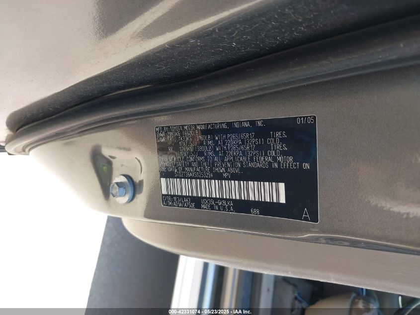 2005 Toyota Sequoia Limited V8 VIN: 5TDZT38AX5S253294 Lot: 42331074