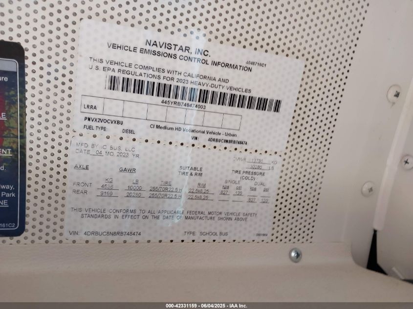 2024 Ic Corporation 3000 - 4DRBUC8N8RB748474