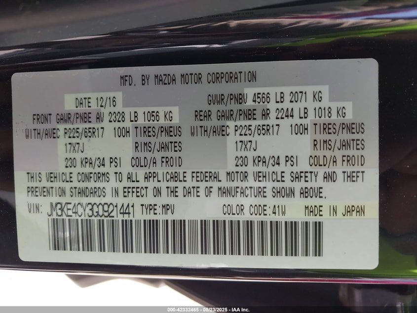 2016 MAZDA CX-5 TOURING - JM3KE4CY3G0921441