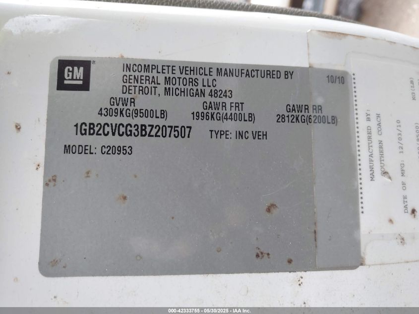 2011 Chevrolet Silverado C2500 Heavy Duty VIN: 1GB2CVCG3BZ207500 Lot: 42333755