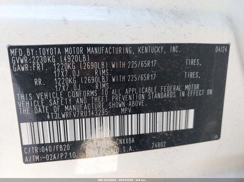 2024 TOYOTA RAV4 HYBRID LE - 4T3LWRFV7RU143295