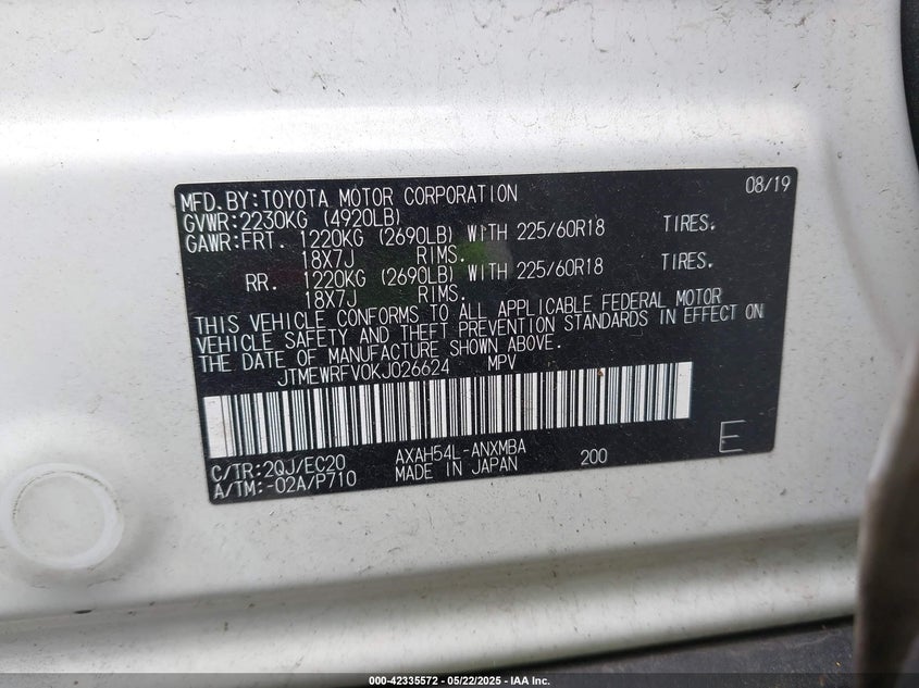 2019 TOYOTA RAV4 HYBRID XSE - JTMEWRFV0KJ026624