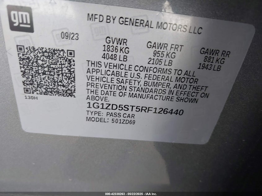 2024 CHEVROLET MALIBU FWD 1LT - 1G1ZD5ST5RF126440