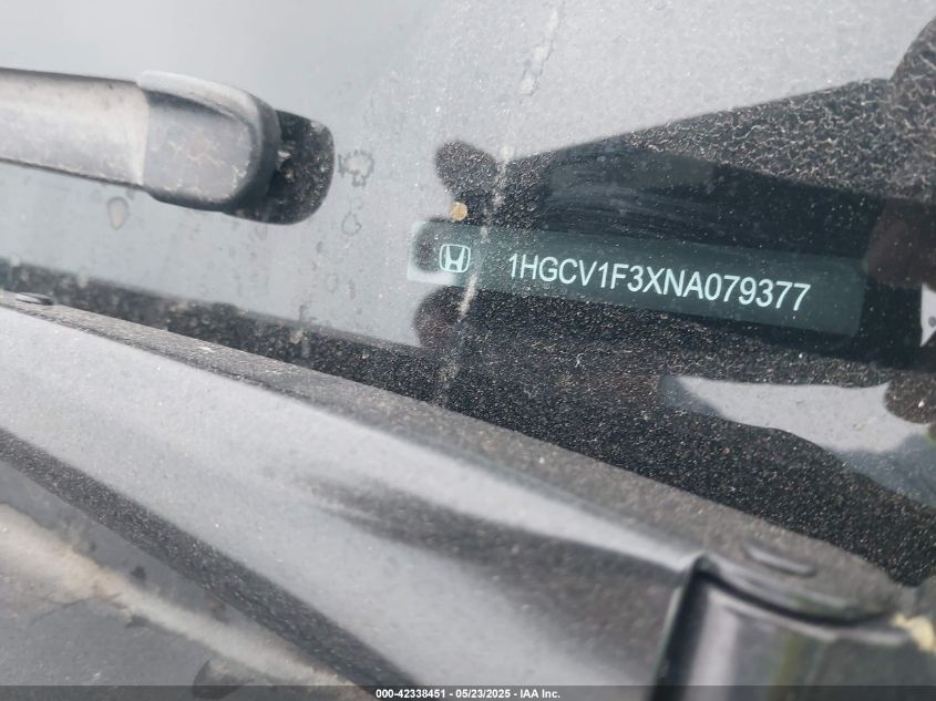 2022 Honda Accord Sport VIN: 1HGCV1F3XNA079377 Lot: 42338451