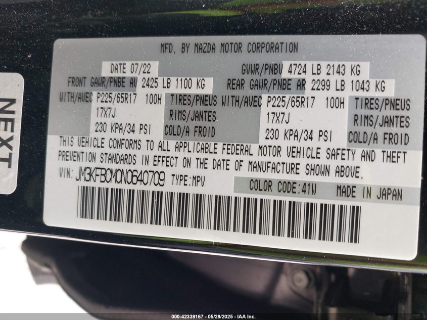 2022 MAZDA CX-5 2.5 S PREFERRED - JM3KFBCM0N0640709