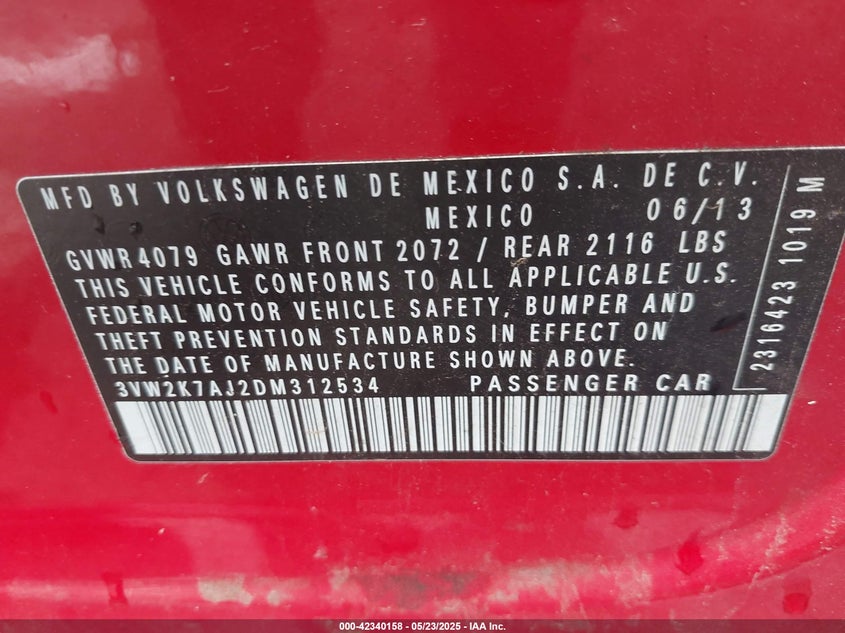 2013 VOLKSWAGEN JETTA 2.0L BASE/2.0L S - 3VW2K7AJ2DM312534