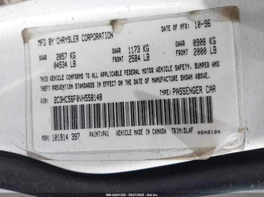1997 Chrysler Lhs VIN: 2C3HC56F0VH558148 Lot: 42341320