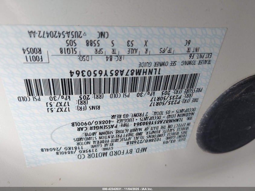 1LNHM87A85Y650364 2005 LINCOLN LS photo no. 9