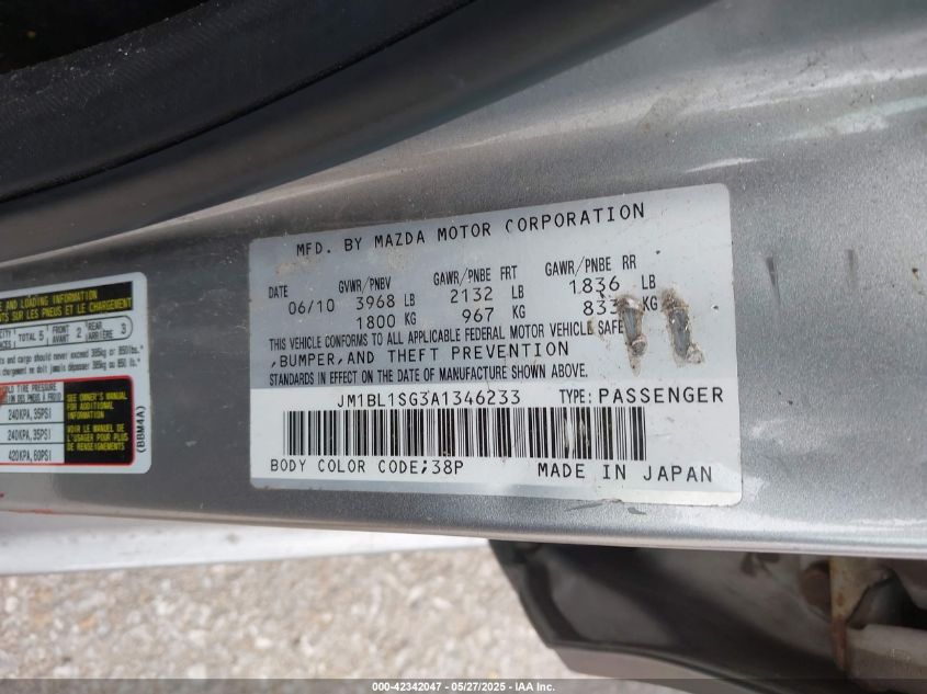 2010 Mazda Mazda3 I Touring VIN: JM1BL1SG3A1346233 Lot: 42342047