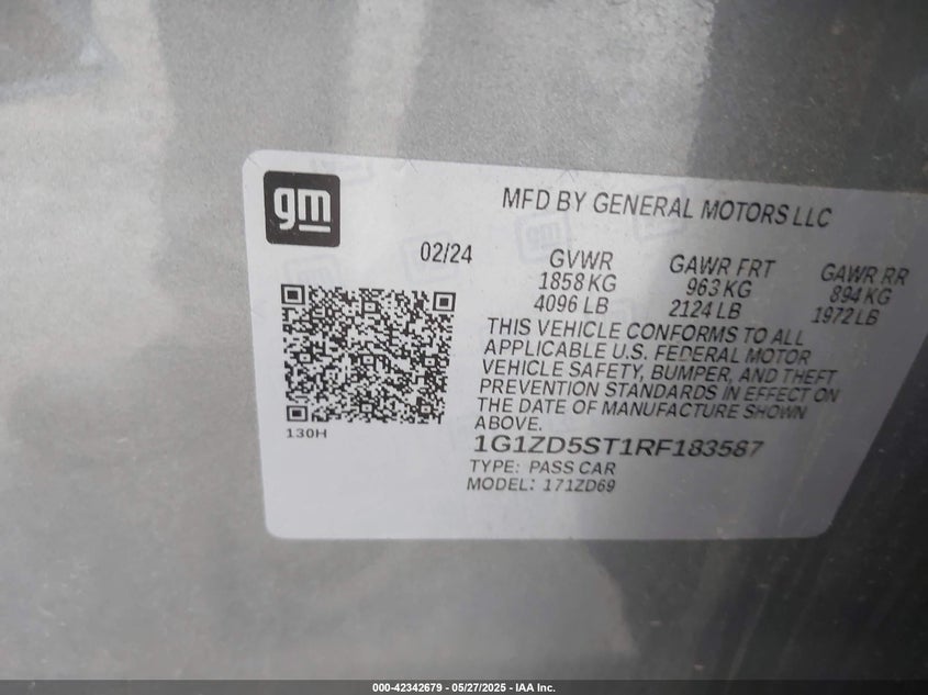 2024 CHEVROLET MALIBU LT - 1G1ZD5ST1RF183587